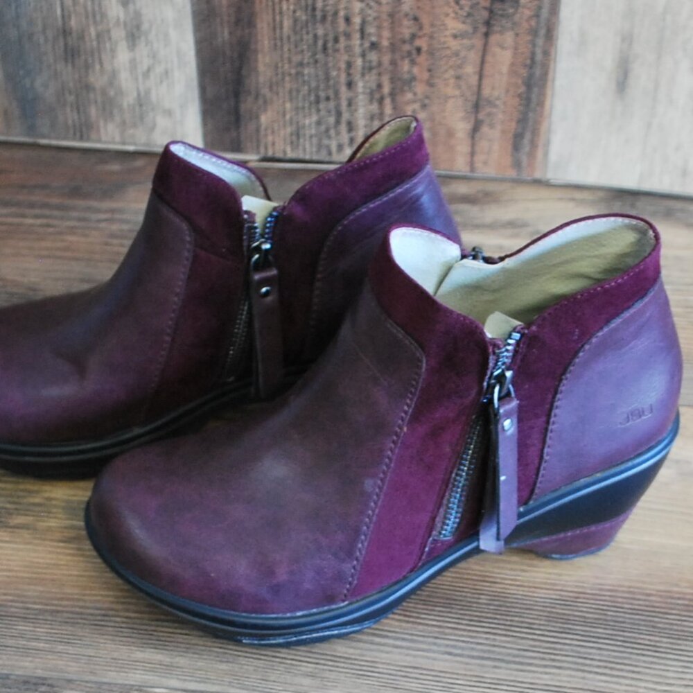 JBU by Jambu Women't Pilot Encore Wedge Ankle Boot Wine 7.5